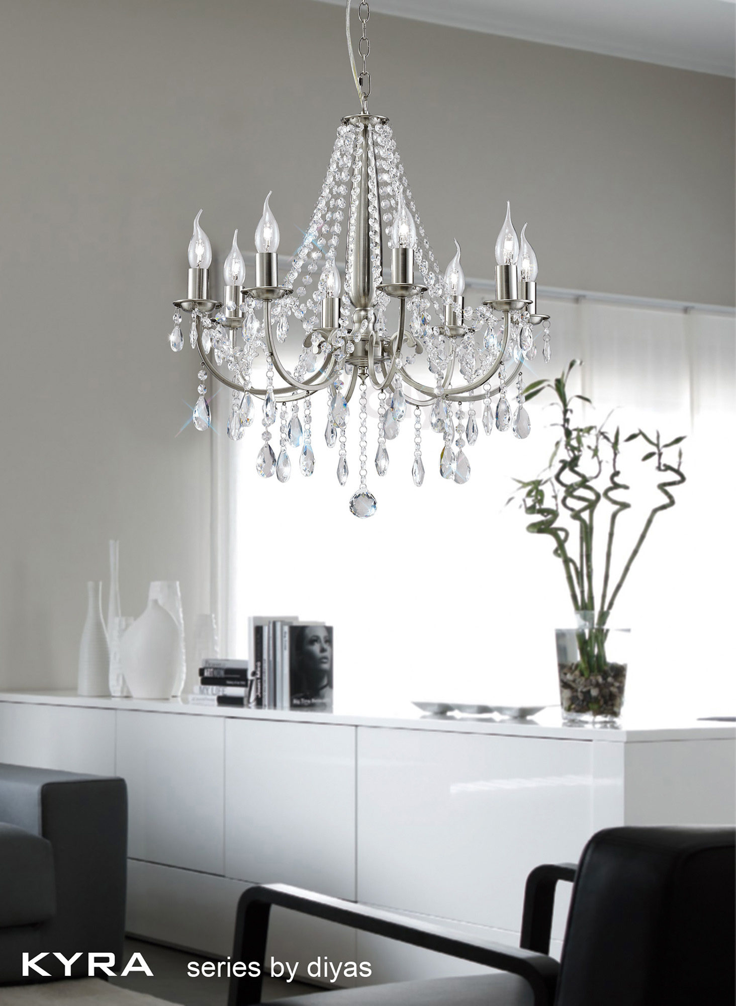 Kyra Crystal Ceiling Lights Diyas Multi Arm Crystal Fittings